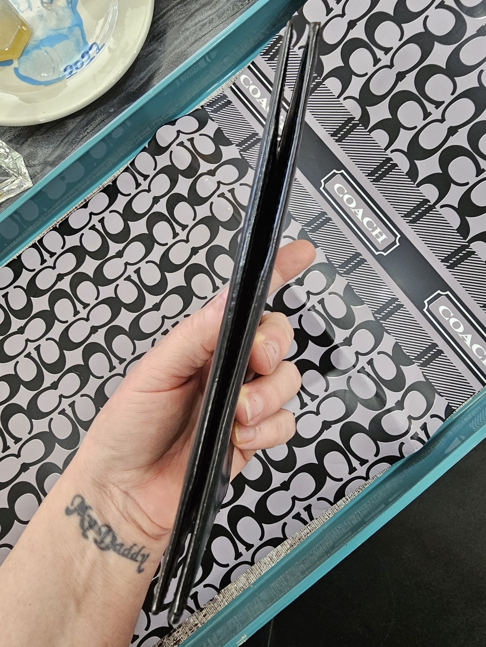 Vintage Celine Paris Black Leather Long Bifold Wallet with RED LINING 😍 - Picture 9 of 12